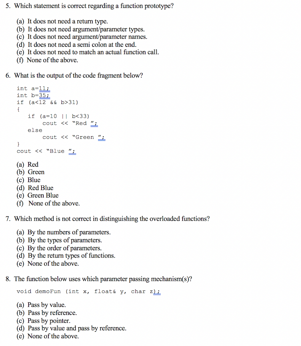 can anyone solve this language is c++ 5. Which statement is correct