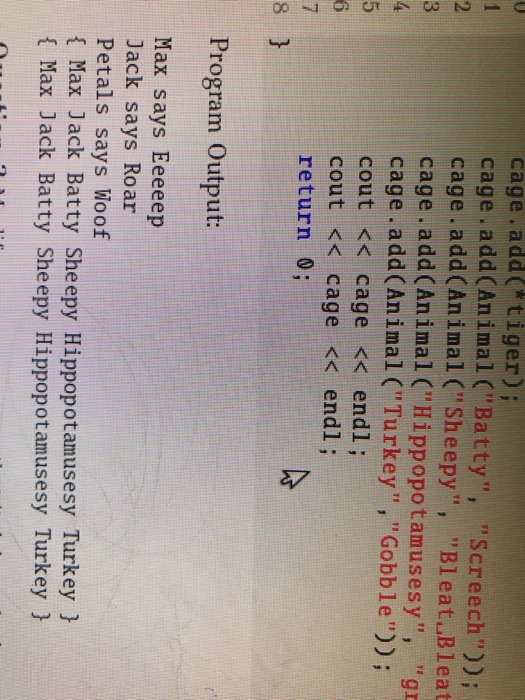 sound. The Animal class should have the following definition: 1 class Animal