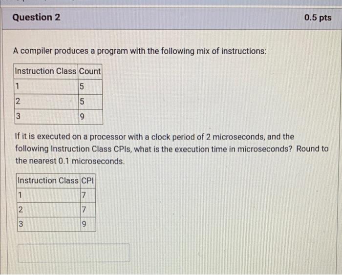  Question 2 0.5 pts A compiler produces a program with the
