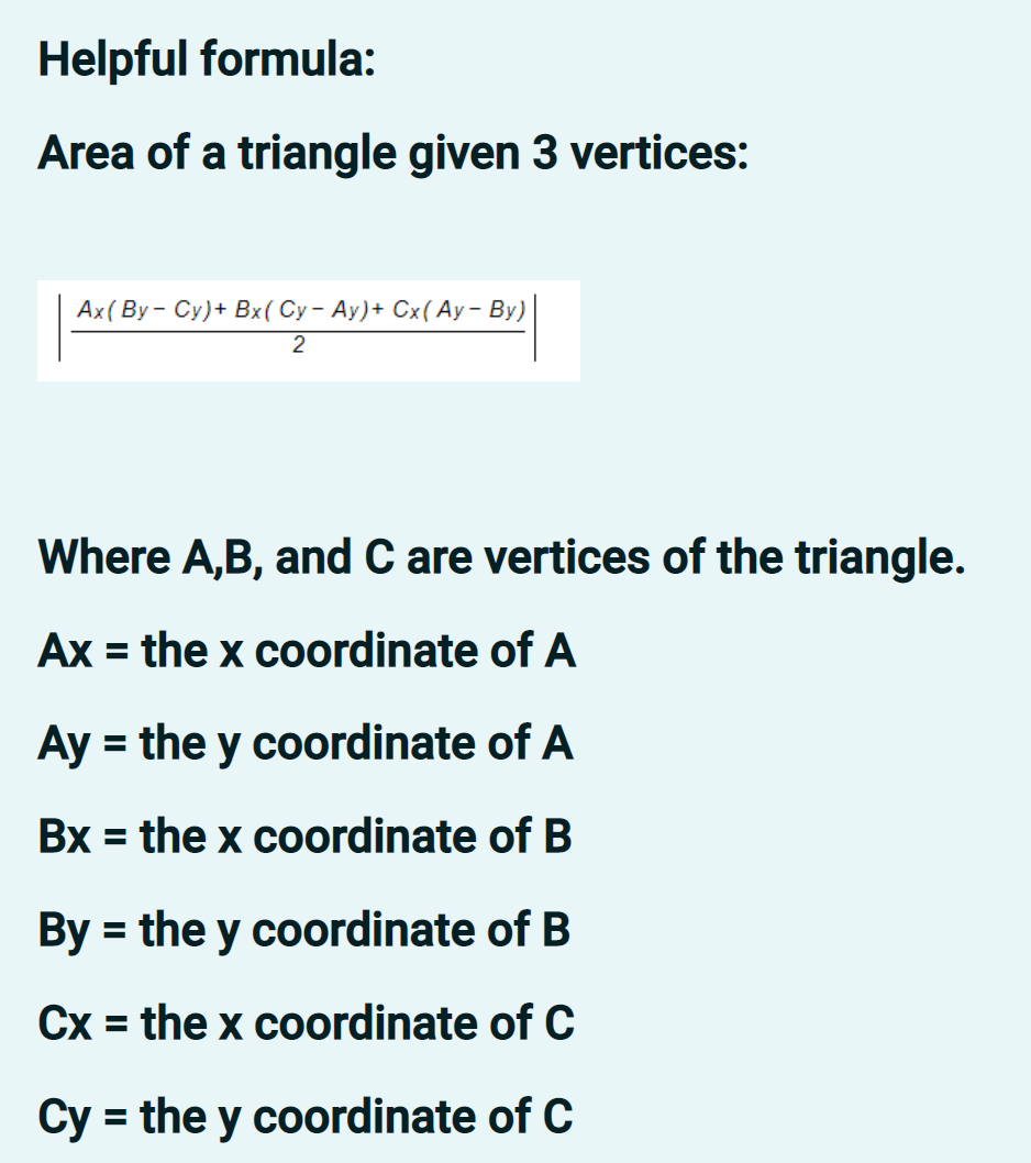] vertices (array that holds 3 Point2D objects) double area double perimeter
