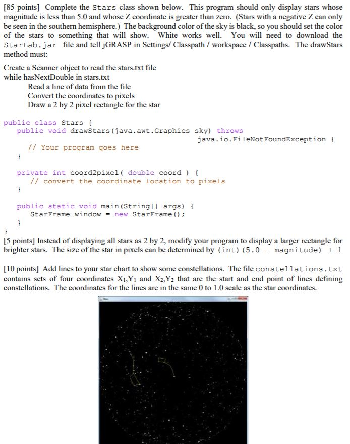 whose magnitude is less than 5.0 and whose Z coordinate is greater