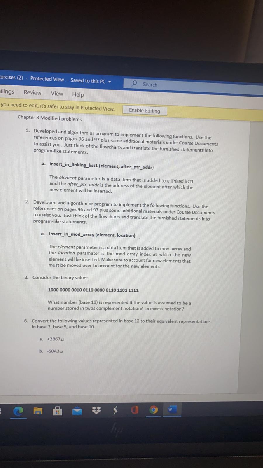 cercises (2) - Protected View - Saved to this PC- Search