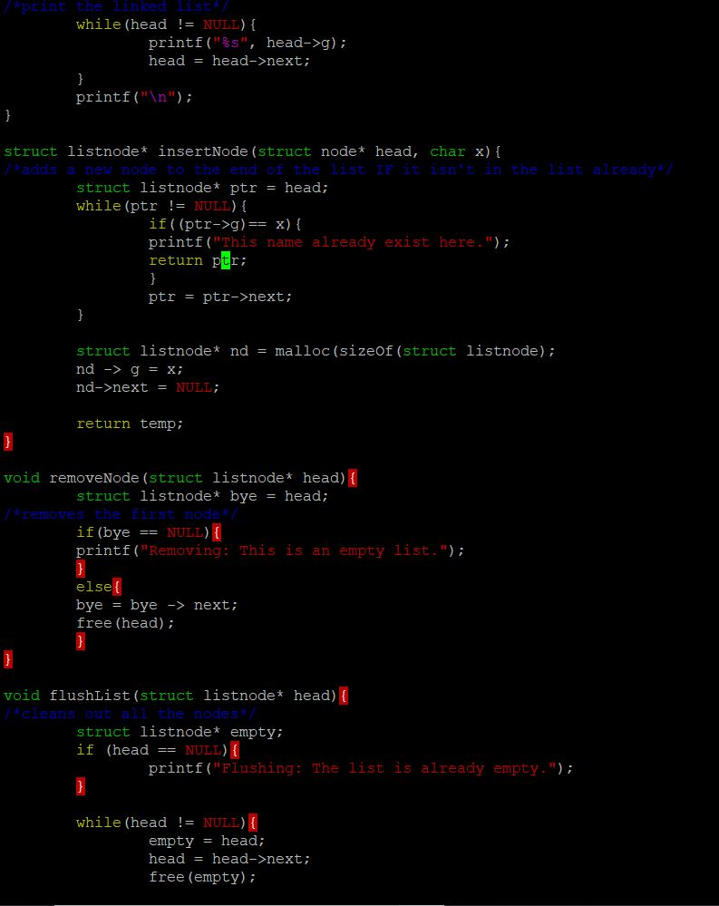 node next; int main (void) char line [50] chark token, *del- struct