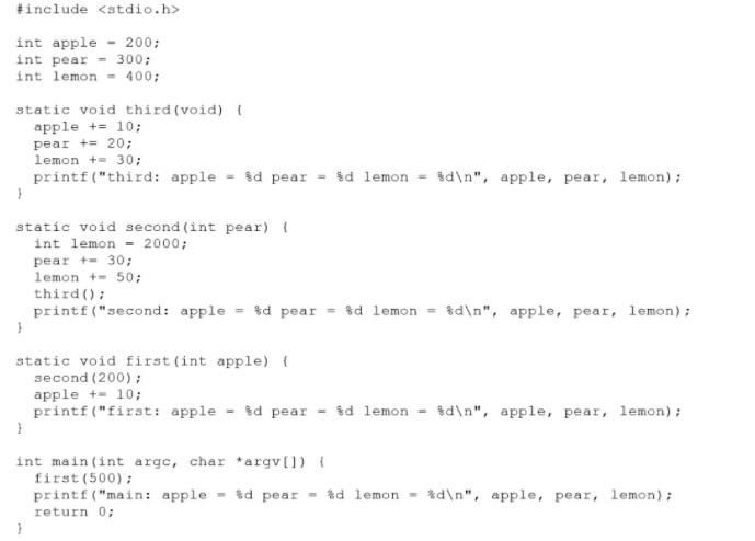  #include int apple - 200; int pear - 300; int lemon