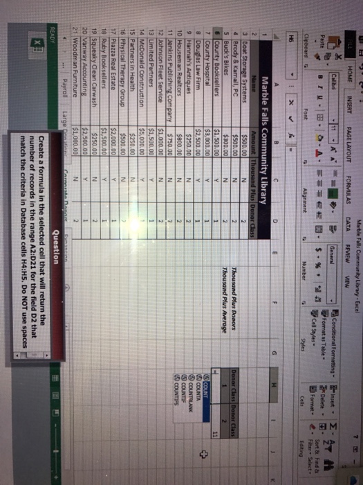  Create a formula in the selected cell that will return the