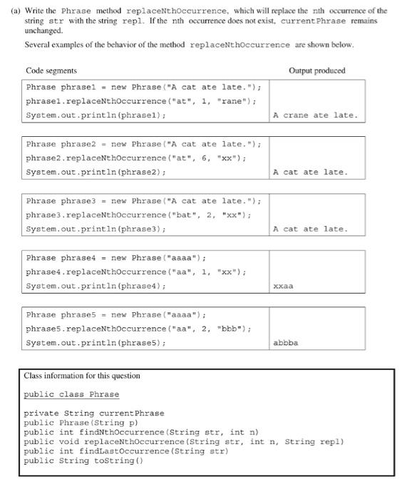 a string. The following phrase class maintains a phrase in an instance
