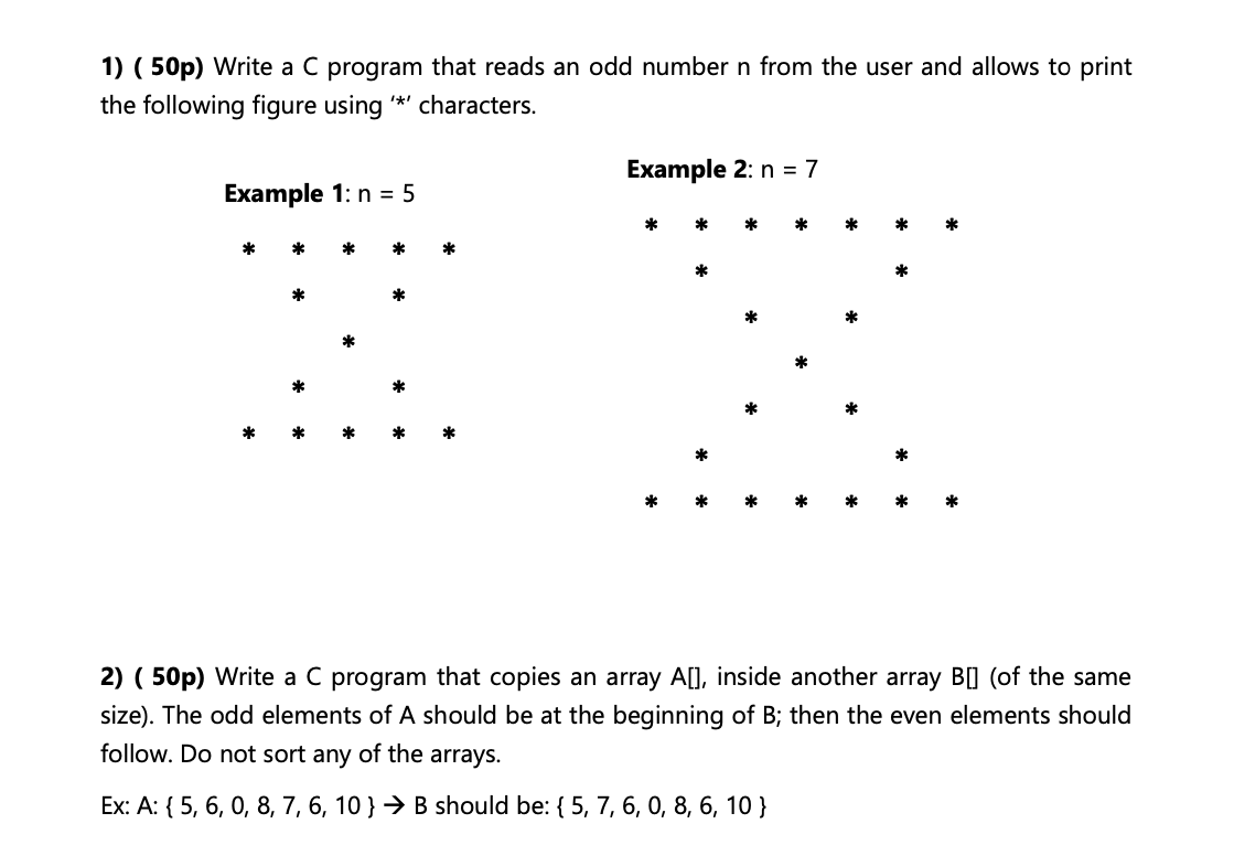  1) ( 50p) Write a C program that reads an odd