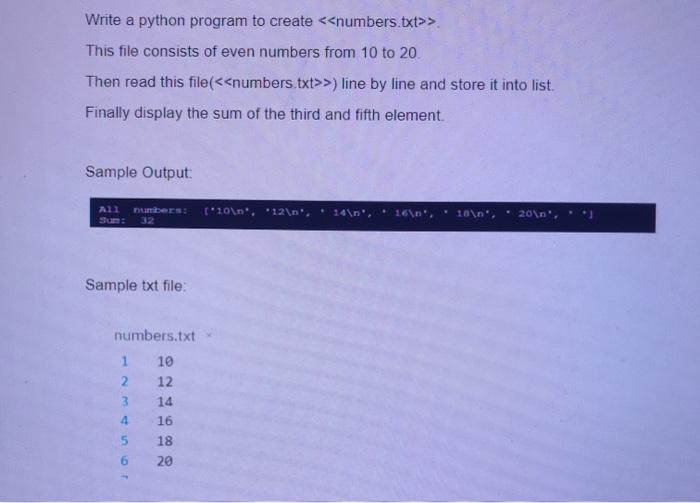  Write a python program to create > This file consists of