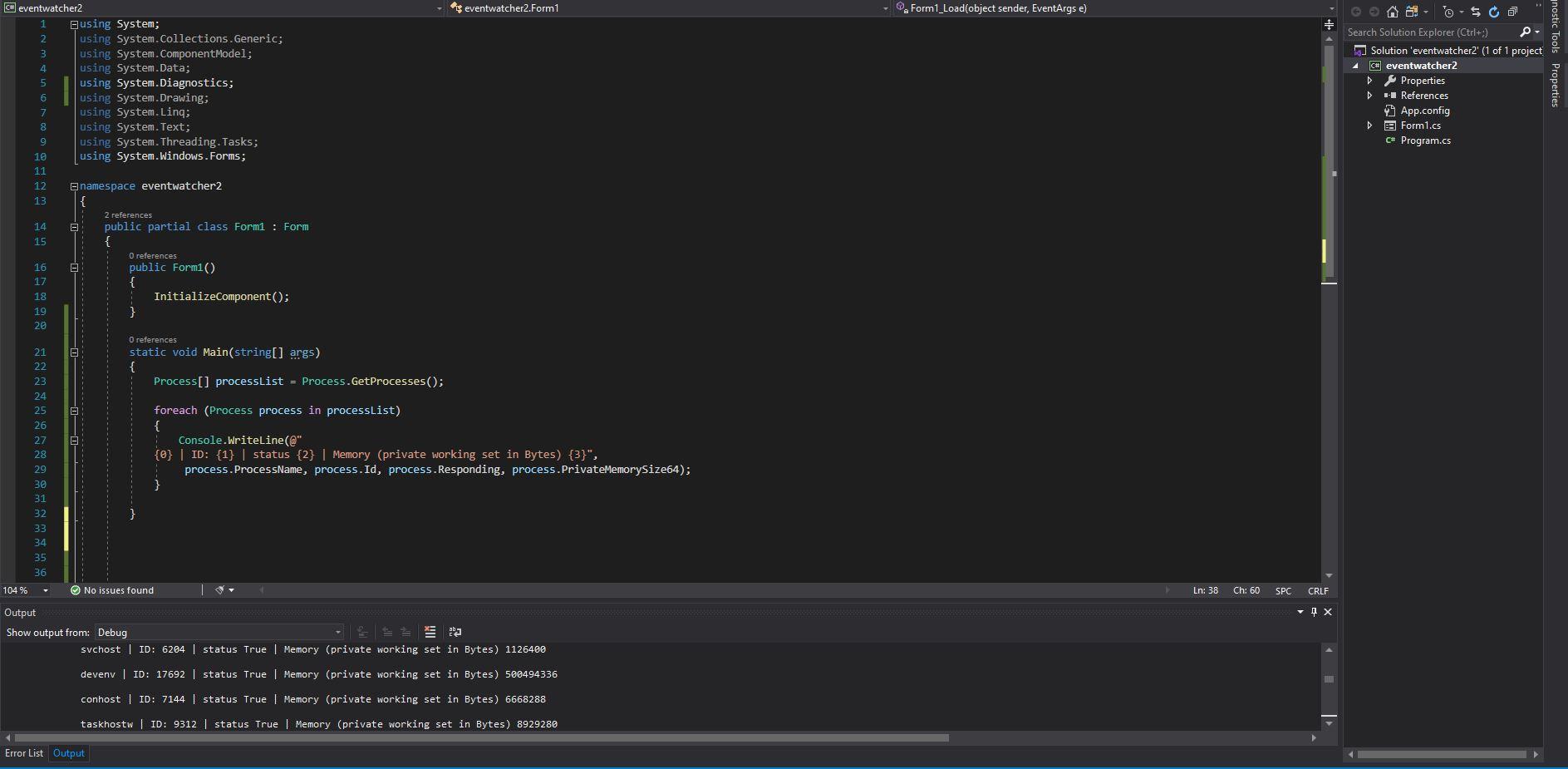 This is a C# program im trying to display background processes on
