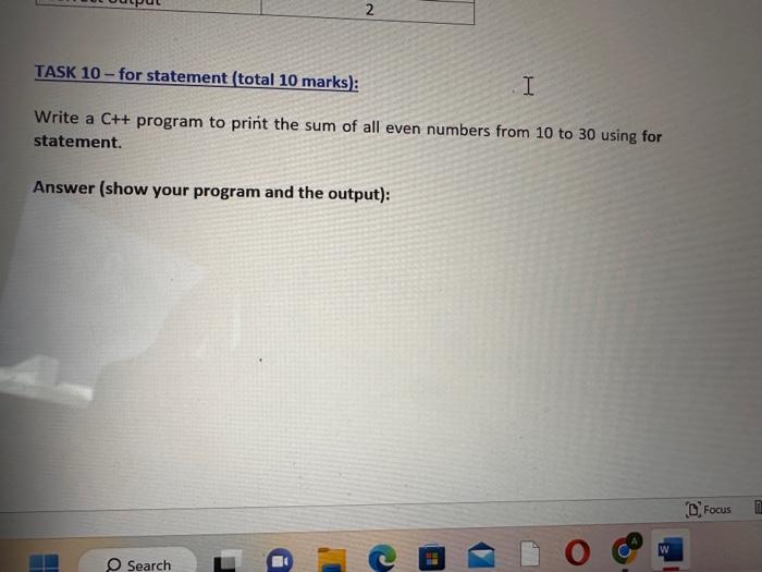 statement ( 5 marks): Write a C++ program to ask the user