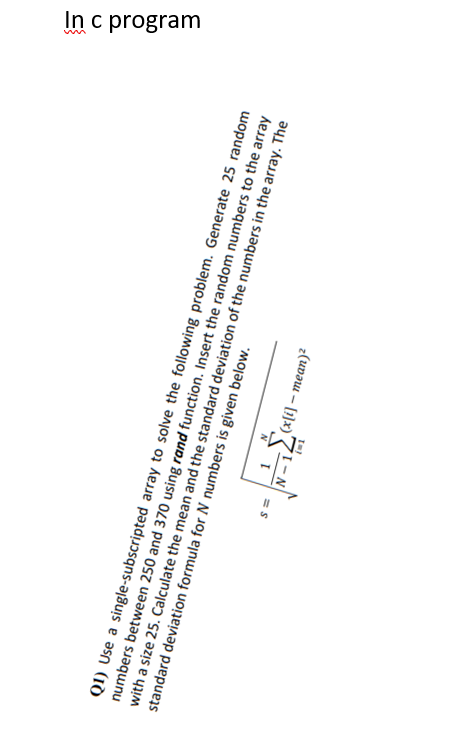 in c program In c program S3 N QI) Use a single-subscripted