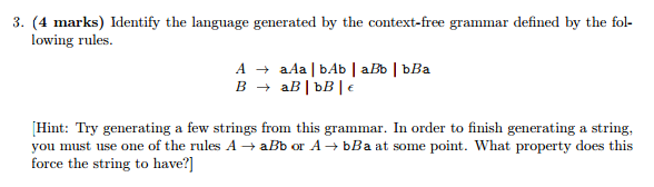 Identify the language generated by the context-free grammar defined by the