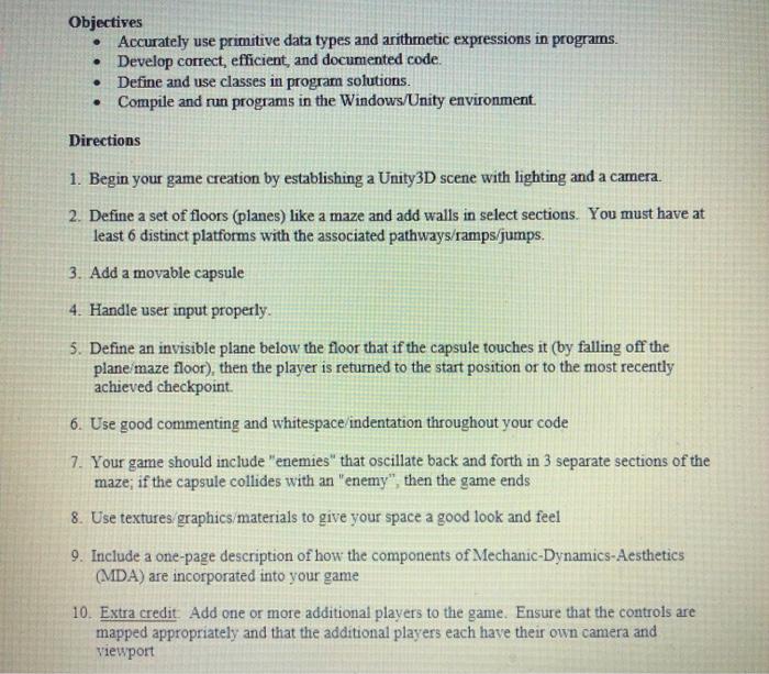  This is a project where i must create a game using