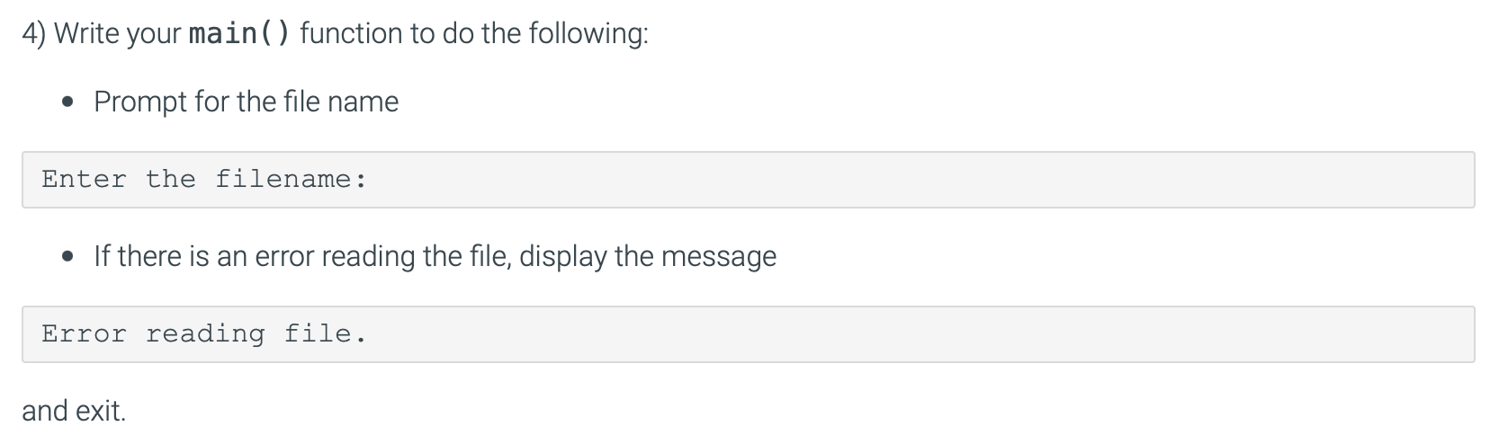 this project are: - Read a file - Input data from a