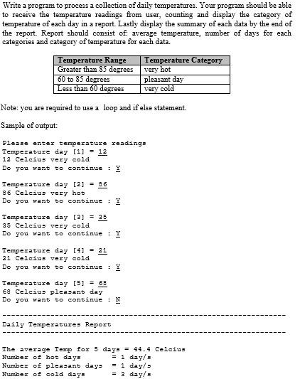  Write a program to process a collection of daily temperatures. Your