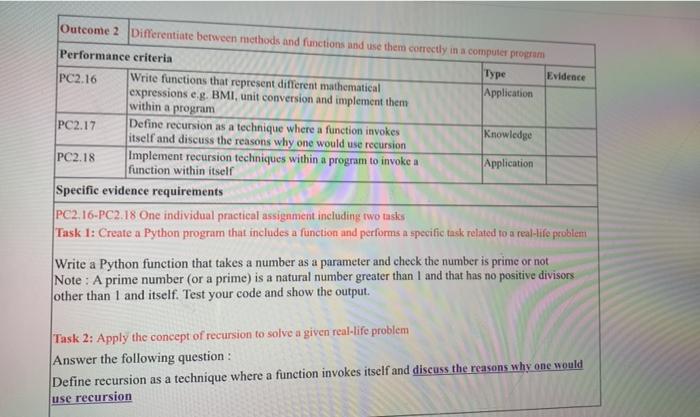  Outcome 2 Differentiate between methods and functions and use them correctly