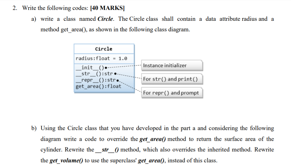PYTHON LANGUAGE 2. Write the following codes: [40 MARKS] a) write a