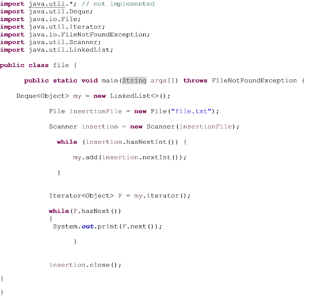 help is greatly appreciated. I've already recieved the answer "Either use System.out.println(F.next());