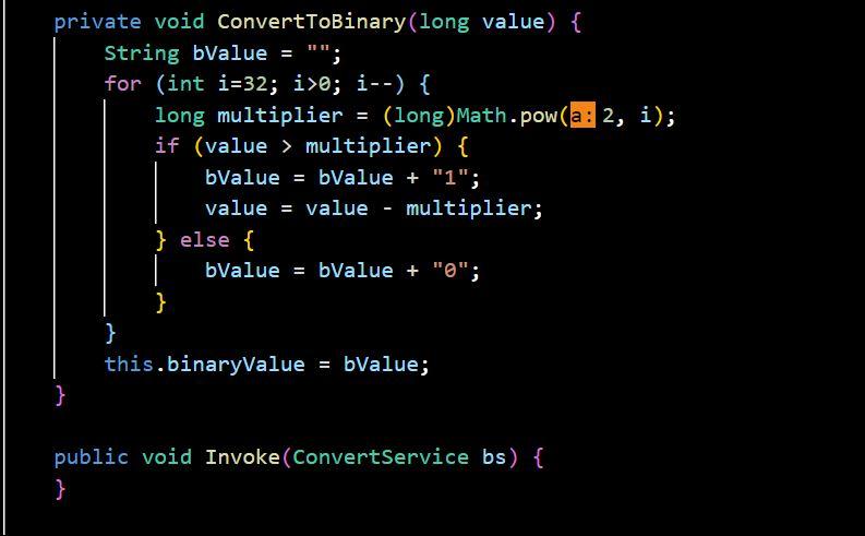 (this.isvalid) \{ ConvertToBinary(intValue); ConvertToHex (this.binaryvalue); \}