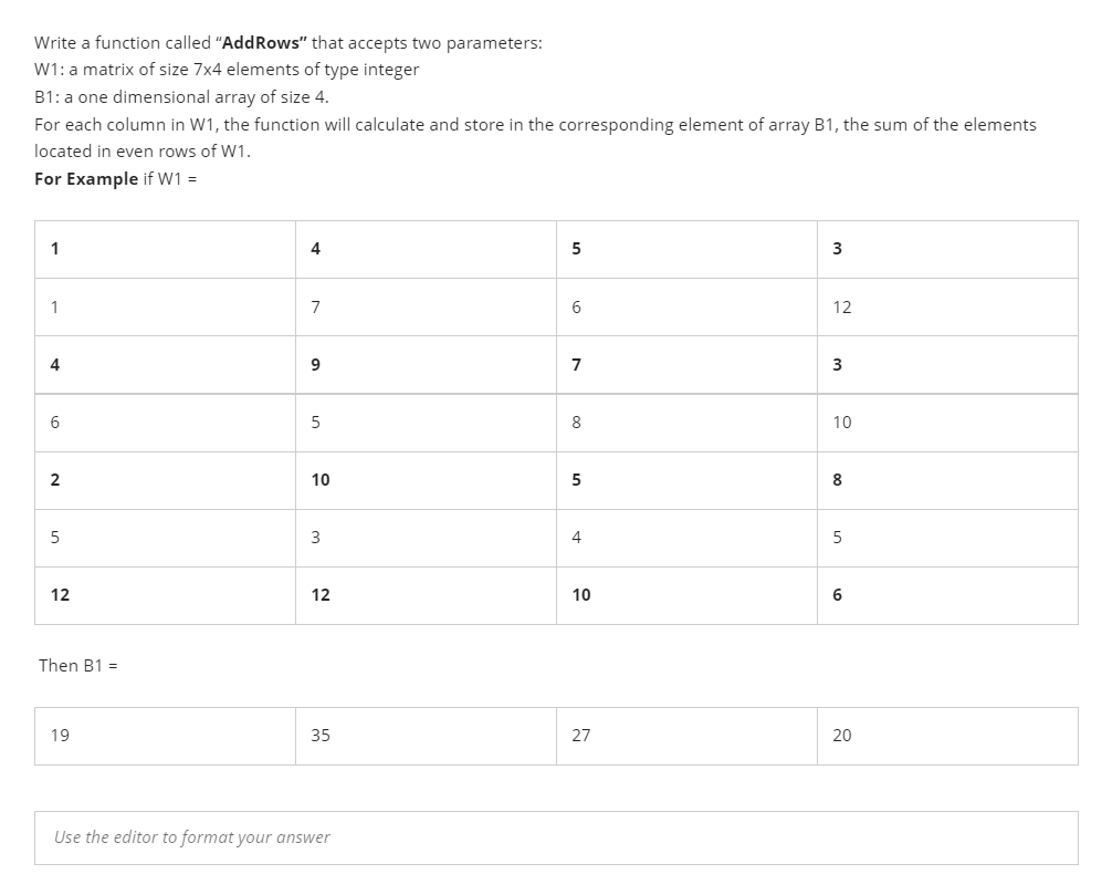 a C++ Program Write a function called "AddRows" that accepts two parameters: