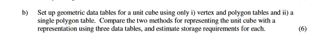  Set up geometric data tables for a unit cube using only