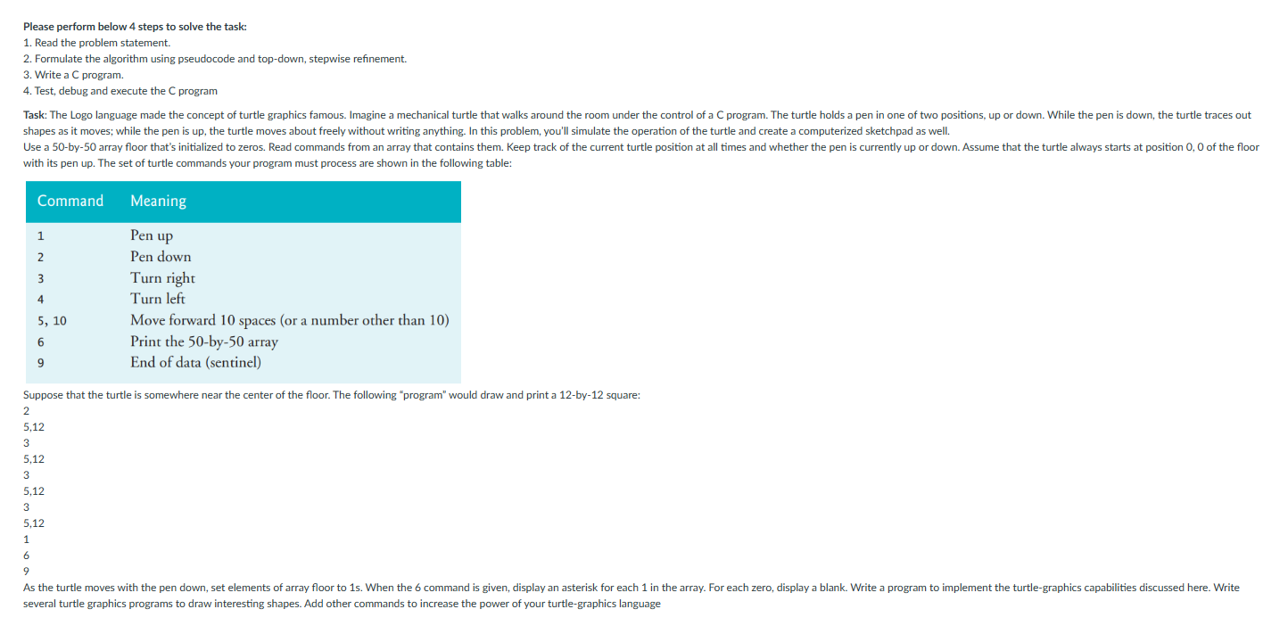  Please perform below 4 steps to solve the task: Read the