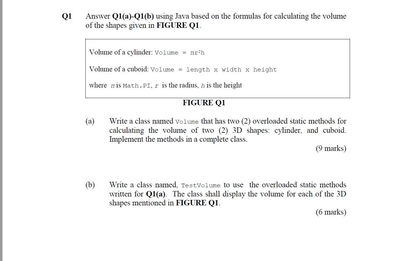  Q1 Answer Q1(a)-Q1(b) using Java based on the formulas for calculating