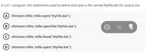 In a C++ program, the statements used to define and open