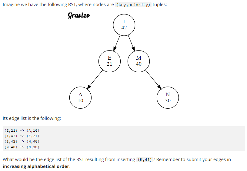  Note: the answer is not (E,21) -> (A,10) (I,42) -> (E,21)