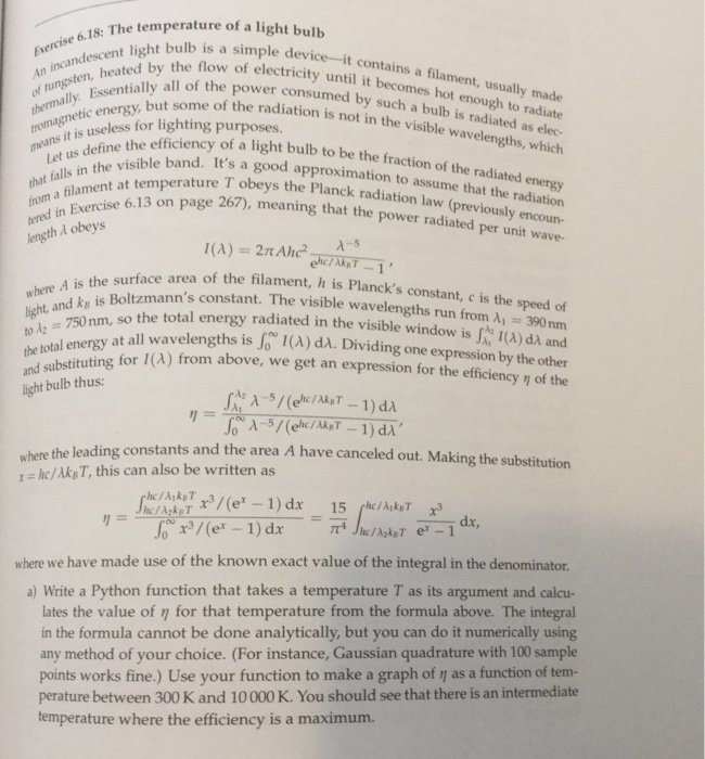  Use python to solve the problem 6.18: The temperature of a