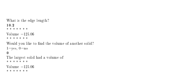 which type of solid they have. Ask the user to enter the