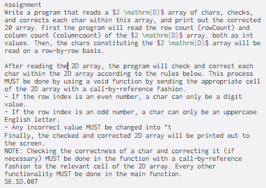 Assignment Write a program that reads a $2 \mathrm{D) $ array