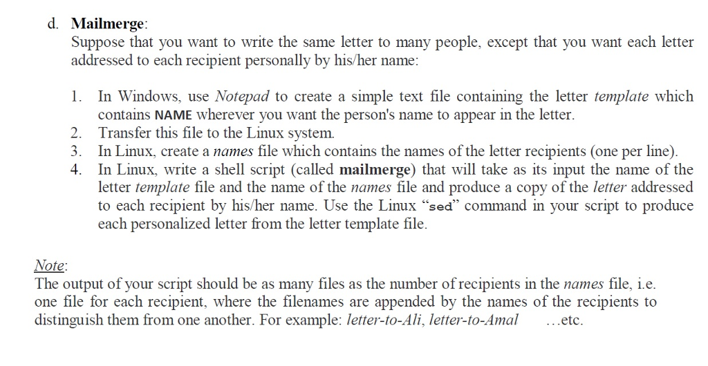 Write a bash shell script to carry out the following task: Suppose