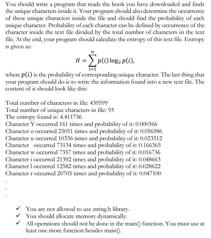  C code needed You should write a program that reads the