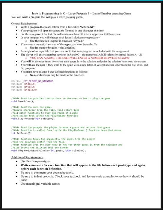  I need help creating this assignment language c (not c++). This