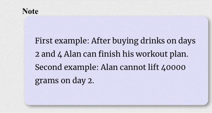 days and lift X[i] grams on day i. In order to improve