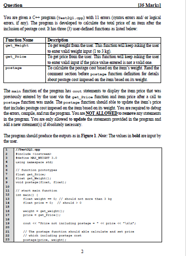 needed urgently!!!help #include #define MAX_WEIGHT 3.0 using namespace std; // function prototypes