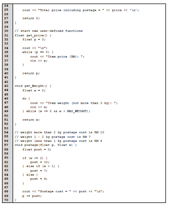float get_Price; float get_Weight(); void postage(float, float); // start main function int