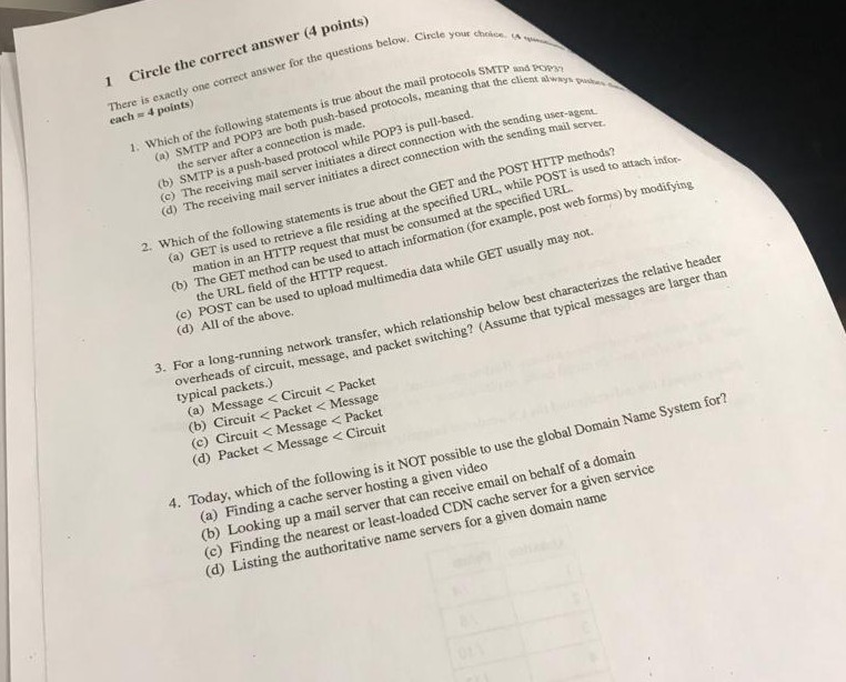  plzz ans fast 1 Circle the correct answer (4 points) There