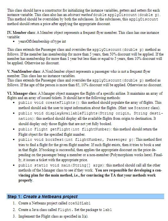 I. Flight class: (a) Implementing the Flight class: Each object of this
