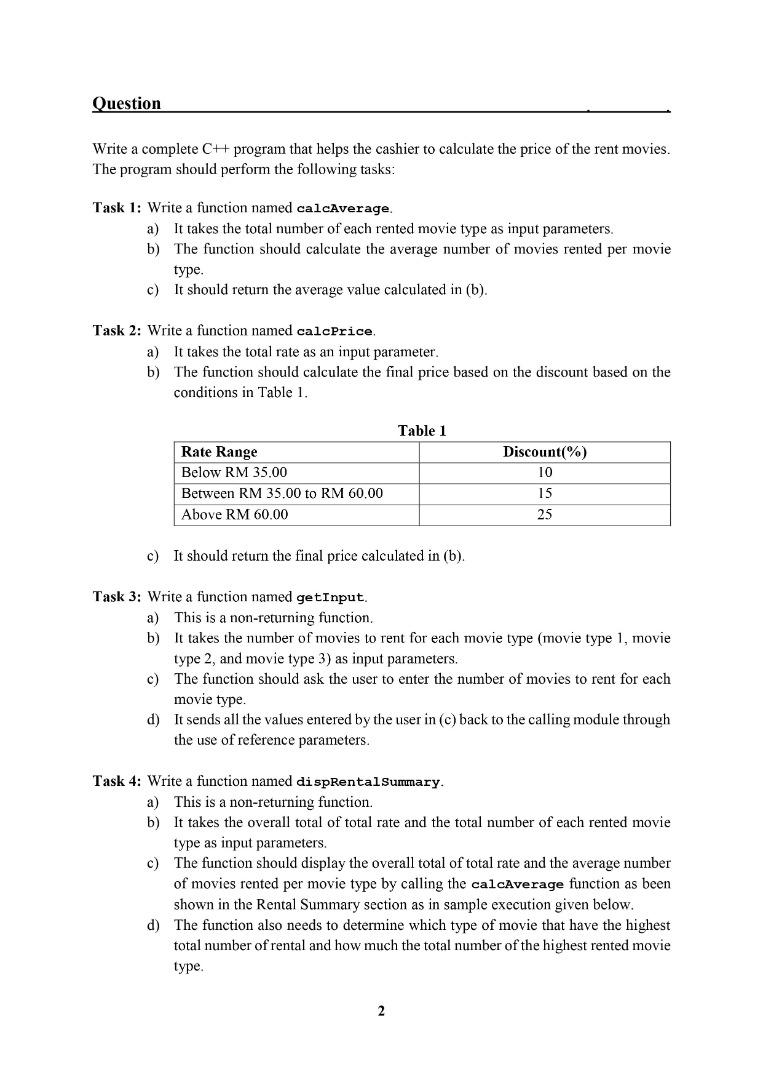  Question Write a complete CH program that helps the cashier to