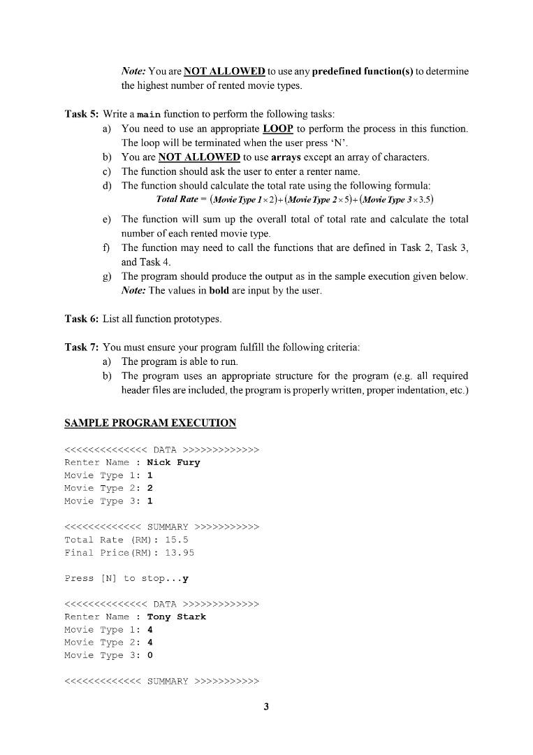 calculate the price of the rent movies. The program should perform the
