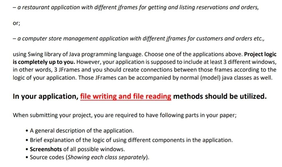  i need both projects please - a restaurant application with different