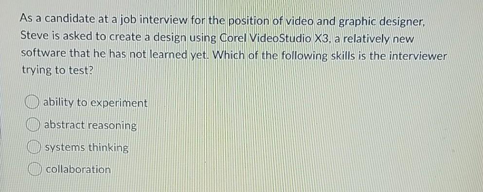 As a candidate at a job interview for the position of