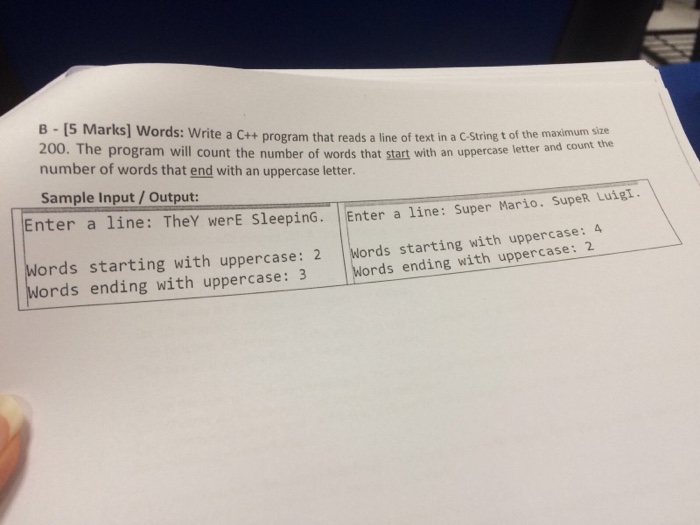  program for engineering c++ B - [5 Marks] Words: Write a