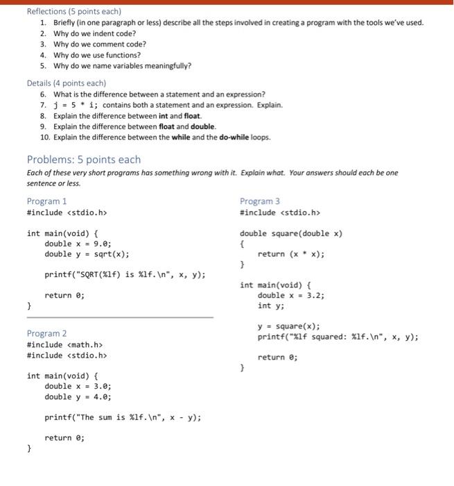 help with a study guide Reflections (5 points each) 1. Briefly (in