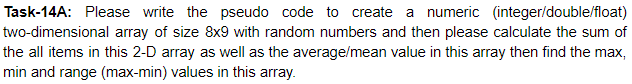  Can you write a java code please? Task-14A: Please write the