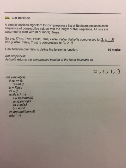  Python list iteration, explain please thank you Q5. List iteration A
