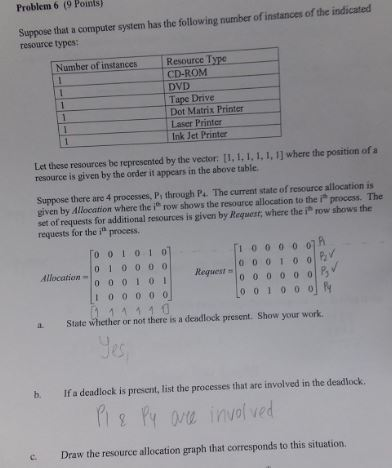 Please Solve Part (C) Problem 6 (9 Pointsh Suppose that a computer