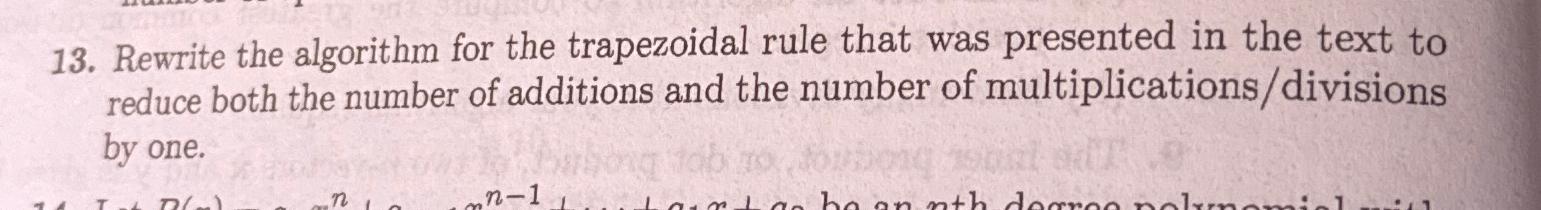  Rewrite the algorithm for the trapezoidal rule that was presented in